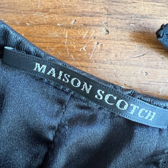 Leather Tee Shirt Maison Scoth Soda XS 1 perforated black real leather - Picture 11 of 12
